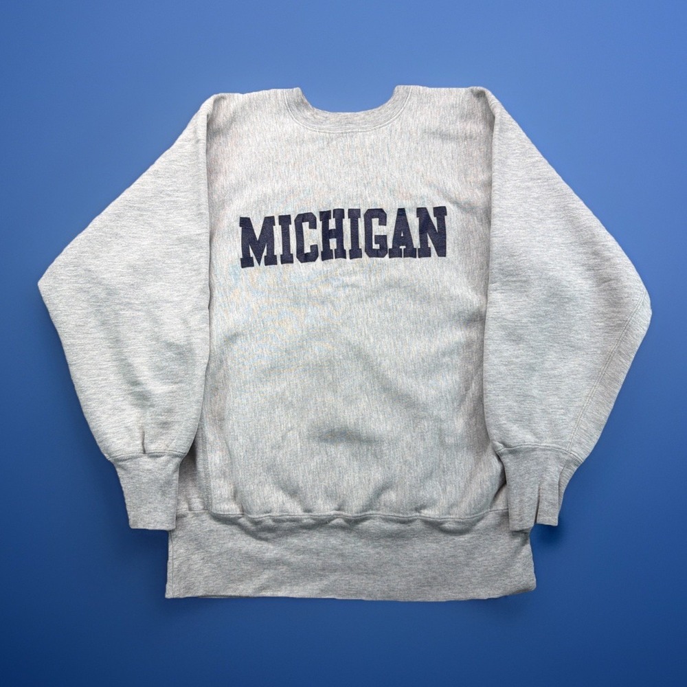 Vtg Champion Reverse Weave Sweatshirt 90s Michigan Wolverines Large Made In USA